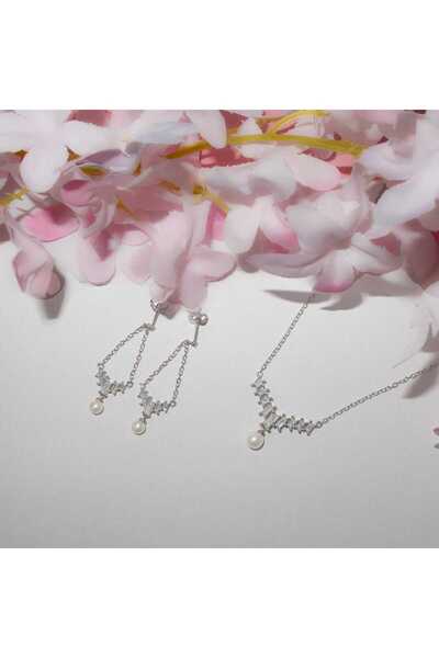 Silver berry S925 Crystal and Pearl Earrings decorated with Zirconia and Natural Pearl