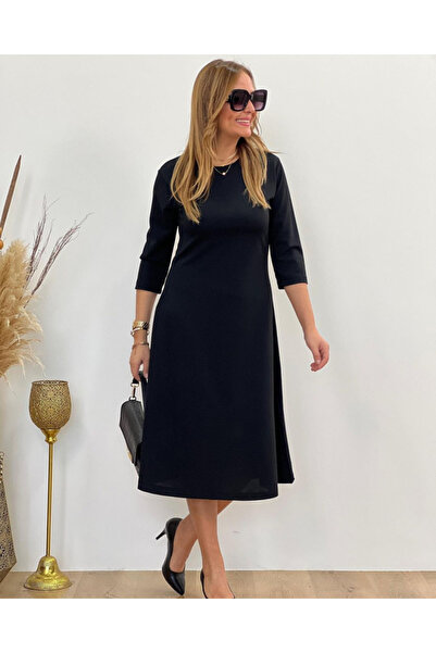 Kokosh moda Γυναικείο φόρεμα με μακρύ μανίκι με λαιμόκοψη μίντι μοντάλ