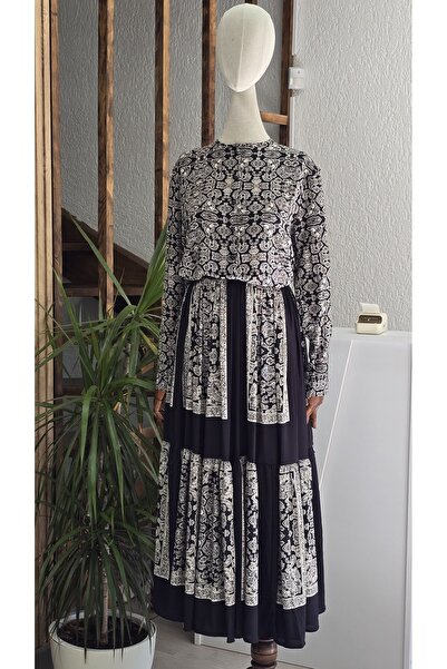 NANTİREA Black Suit with Ethnic Patterned Skirt