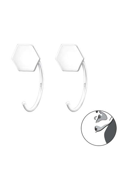 Silver berry S925 Silver Hexagon Earrings