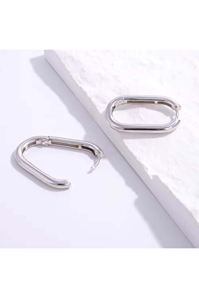 Silver berry S925 Minimalist Bohemian Oval Earrings - Silver