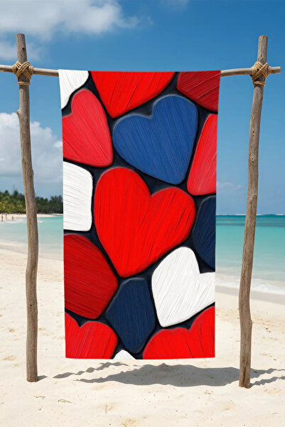 BETHA Hearts Patterned Cotton Beach Towel – Patterned Design