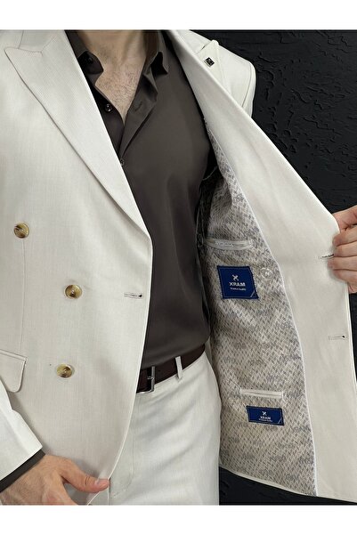 AKKAD MODA Erkek Şık Takım Elbise – Düğün ve Özel Günler İçin 4’lü Set (Bej Renk)