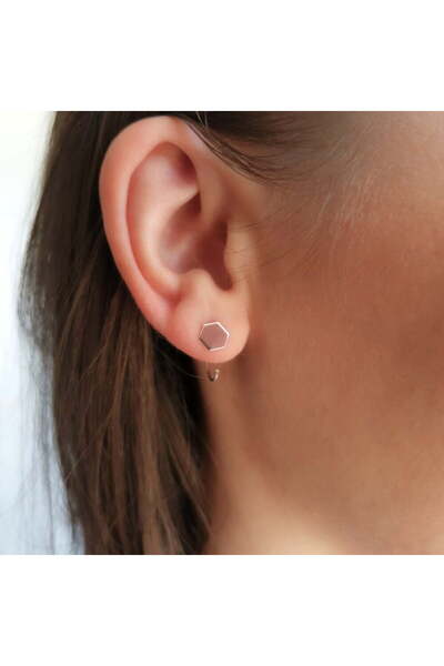 Silver berry S925 Silver Hexagon Earrings