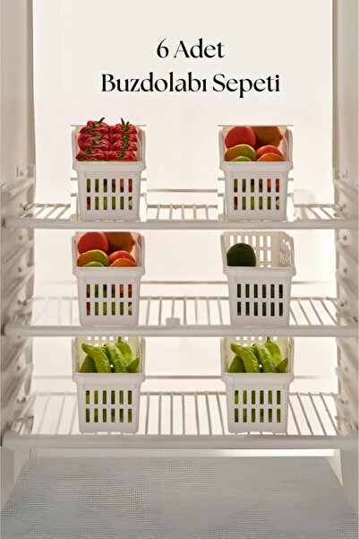 Depa منظم ثلاجة مكون من 6 قطع، منظم خزانة متعدد الأغراض، أبيض، 12x30x14 سم-DN...