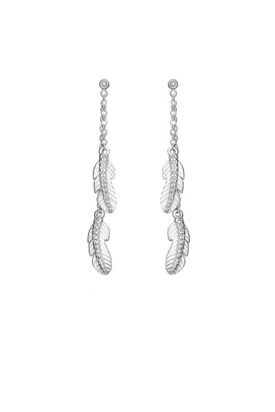 Silver berry S925 Feathers of Hope Earrings Decorated with Simulated Diamonds