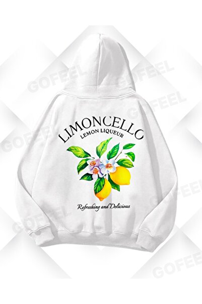 Gofeel White Lemon Daisy Printed Oversize Unisex Sweatshirt