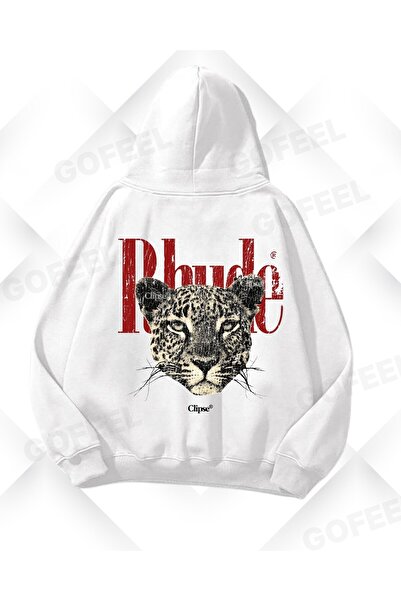 Gofeel Beyaz Leopar Baskılı Oversize Unisex Sweatshirt