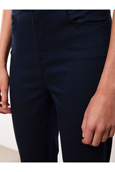 LC Waikiki Navy Blue Slim Fit Plain Pocket Detailed Gabardine Women's Trousers
