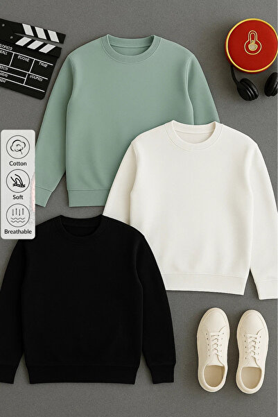 COMBİNE MİCHAİL Erkek Basic Bisiklet Yaka 3 Lü Sweatshirt