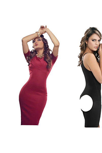 Fstyle Full buttock shaper, buttock lifting and abdominal compression shaper, open from the back, compression pants with a buttock opening