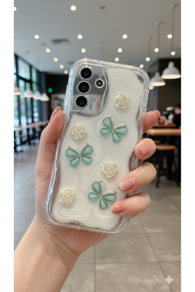 Rivor Samsung Galaxy A17 Uyumlu Kılıf Kamera Korumalı Kelebek Ve Çiçek Kabart...
