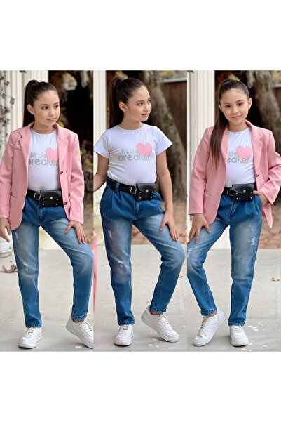 KOKOŞ BEBEK Little Breaker Girl's Pink Jacket 4-Piece Combination - Age 3/12