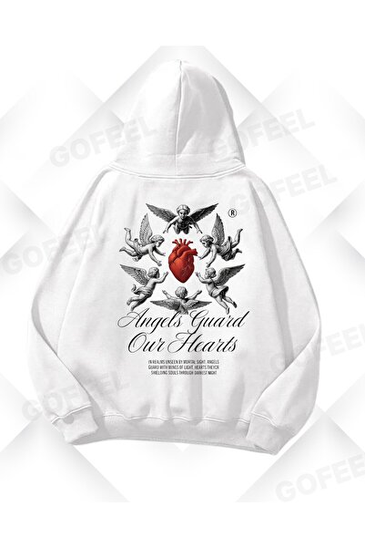 Gofeel Hanorac unisex supradimensionat cu imprimeu Îngerii Albi