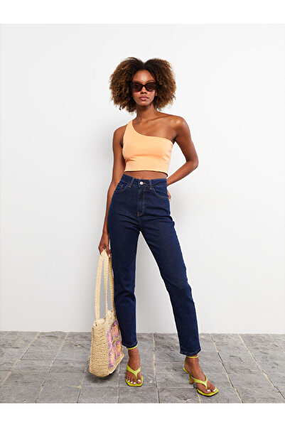 LC Waikiki Indigo S Slim Fit Women's Straight Jeans with Pocket Detail