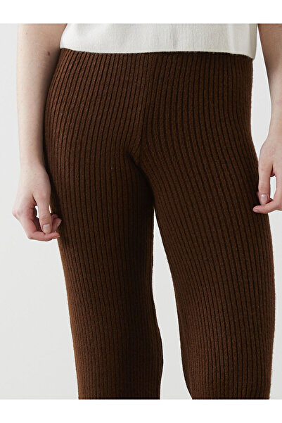LC Waikiki Brown Women's Knitwear Trousers with Elastic Waist