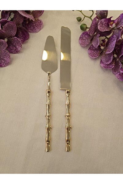 AlyaHomeAksesuar Bamboo 2 Piece Pasta Serving Spoon Set Gold