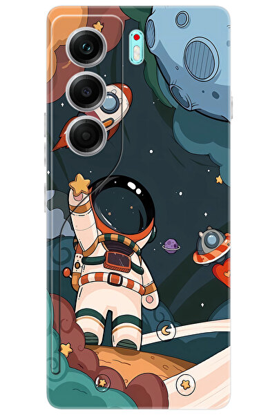 TECNO CAMON 40 PRO 5G (CM7) Uyumlu Kılıf Desen Baskılı Silikon Astronot STK:696 CP-iUeLWIQ