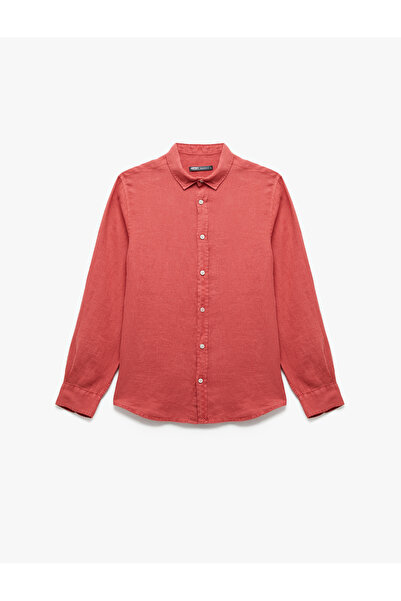 Koton Regular Fit Buttoned Classic Collar Long Sleeve Linen Shirt