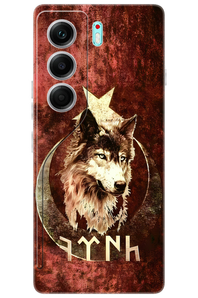 TECNO CAMON 40 PRO 5G (CM7) Uyumlu Kılıf Desen Baskılı Silikon Kurt ve Göktürkçe STK:385 CP-Heb68yb