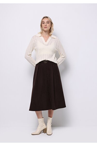 Colin's Regular Fit Polo Neck Plain Women's White Sweater