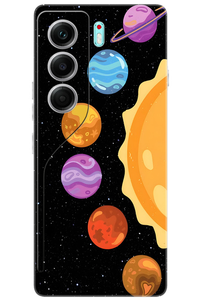 TECNO CAMON 40 PRO 5G (CM7) Uyumlu Kılıf Desen Baskılı Silikon Gezegenler Tasarım STK:685 CP-Rbv8oTP