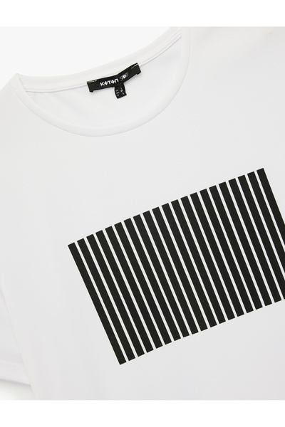 Koton Αθλητικό μπλουζάκι με κοντό μανίκι με λαιμόκοψη με στάμπα