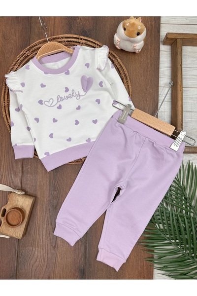 mandalinsbaby Double Baby Girl Set with Heart Print