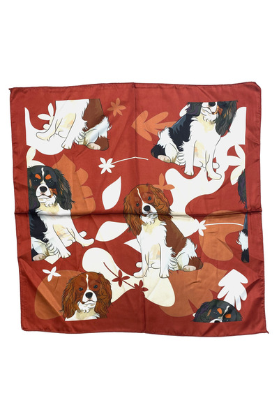 Sultan İpek Köpek Desenli Fular / Bandana 52x52