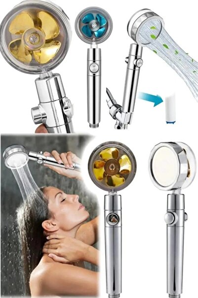 teknotrust Geniş Döner Turbo Pervaneli Su Tasarruflu Duş Başlığı, Gri