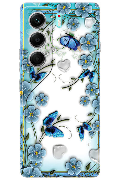 TECNO CAMON 40 PRO 5G (CM7) Uyumlu Kılıf Desen Baskılı Silikon Çiçek ve Kelebekler STK:547 CP-gFFmAYY