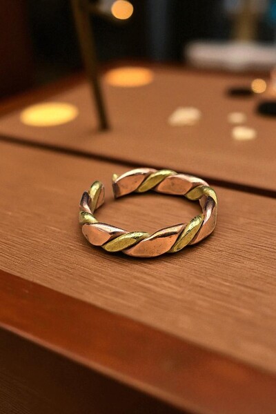 NBS Beautiful Naturel Stones Men's Copper Ring Adjustable Real Pure Copper