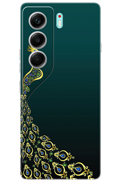 TECNO CAMON 40 PRO 5G (CM7) Uyumlu Kılıf Desen Baskılı Silikon Tavus Kuşu STK:540 CP-XDcqId4