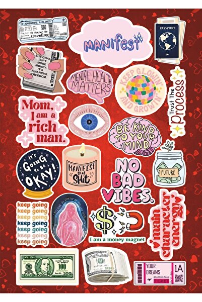 Hediyeni Al مجموعة ملصقات مصممة من مانيفست |   ملصق للكمبيوتر المحمول والدفتر والتابلت والهاتف ودفتر الملاحظات ومجلة البوليت