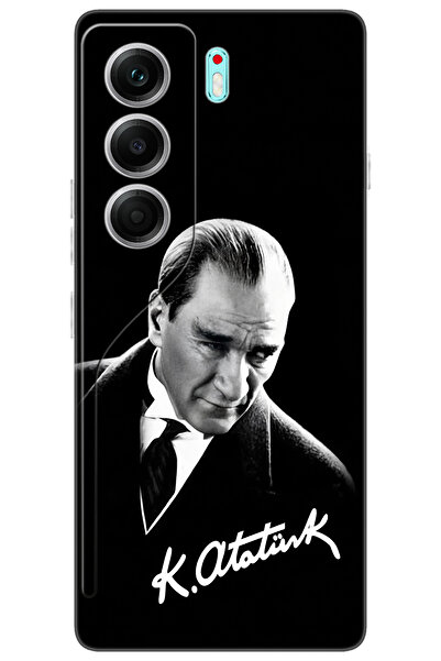 TECNO CAMON 40 PRO 5G (CM7) Uyumlu Kılıf Desen Baskılı Silikon Mustafa Kemal Atatürk STK:390 CP-yQzY87v