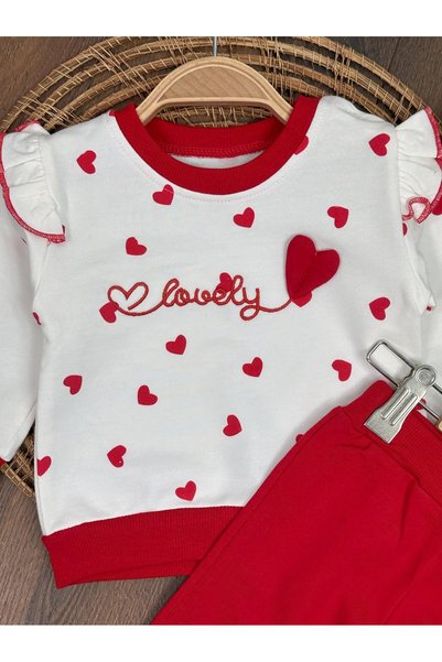 mandalinsbaby Double Baby Girl Set with Heart Print