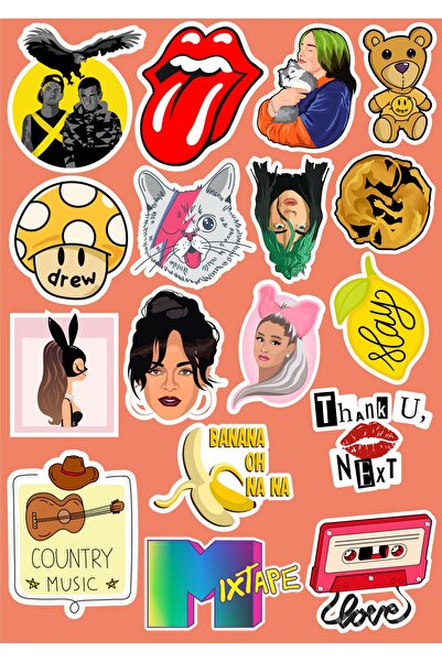 Hediyeni Al مجموعة ملصقات الموسيقى المتحركة من السلسلة 1 |   ملصق لابتوب، دفتر ملاحظات، تابلت، هاتف، دفتر، بوليت