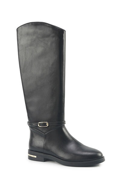 Nine West Μαύρες γυναικείες φλατ μπότες NUCIA 5PR