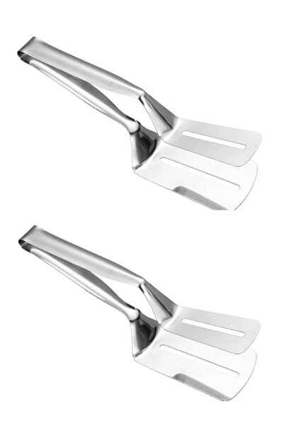 OEM Set 2 Clești pentru Friptură din Inox, Argintii – 26 x 7.5 cm