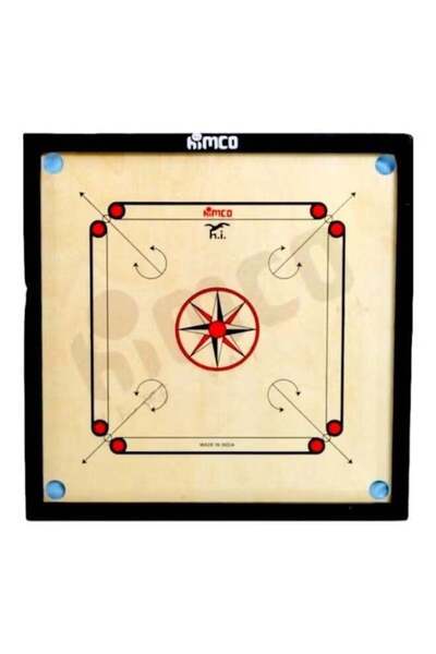 Toybox لوح كاروم خشبي مصنوع في الهند مع عملات معدنية ومضرب - ١٢٠ × ١٢٠ سم