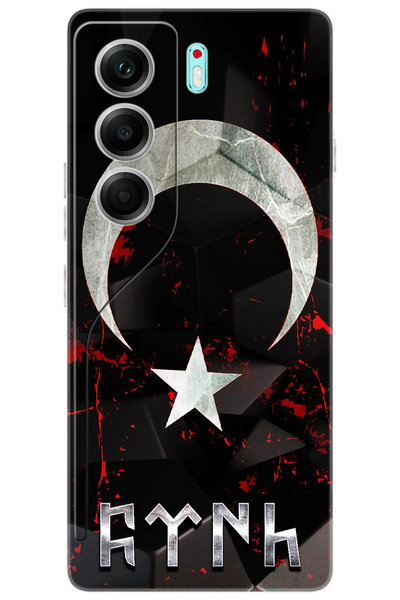 TECNO CAMON 40 PRO 5G (CM7) Uyumlu Kılıf Desenli Silikon Ay Yıldız ve Göktürkçe Türk STK:636 CP-lZonteY