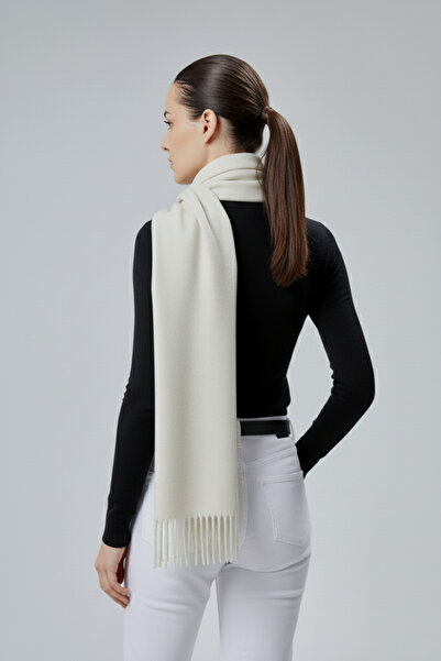 derikem Women's Soft Textured Acrylic Basic Winter Shawl Ecru