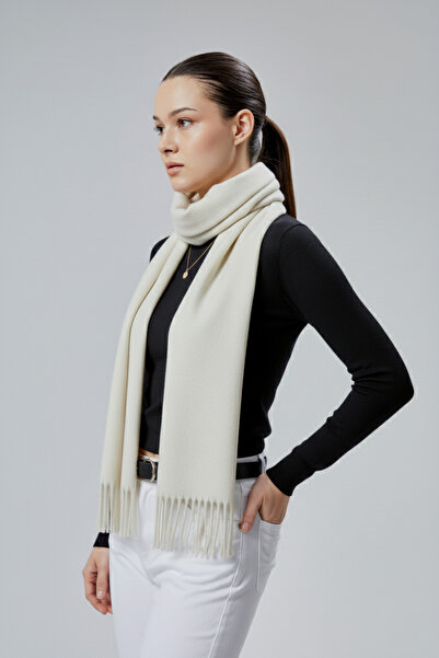 derikem Women's Soft Textured Acrylic Basic Winter Shawl Ecru