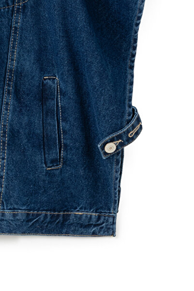 praye Denim Panço Yelek Koyu Mavi