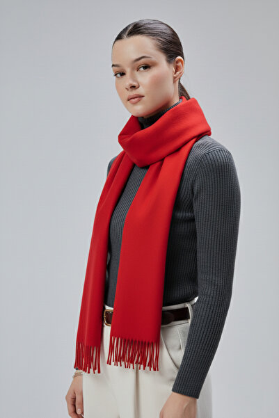 derikem Women's Soft Textured Acrylic Basic Winter Shawl Red