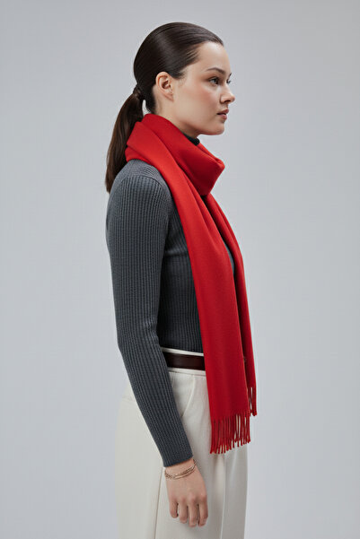 derikem Women's Soft Textured Acrylic Basic Winter Shawl Red