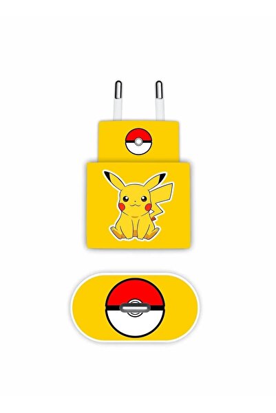 Hediyeni Al Iphone 20w Uyumlu Pikachu Tasarımlı Full Kaplama Şarj Etiketi