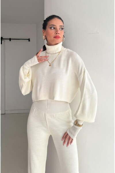 MEECY Turtleneck Finger-Locking Bottom Top Knitwear Suit