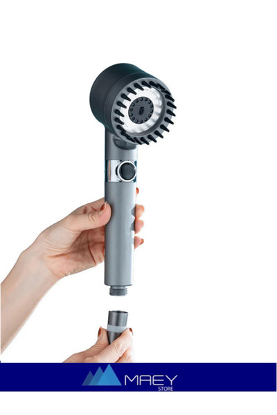 teknotrust Gelişmiş Masajlı Su Tasarruflu 3 Fonksiyonlu Duş Başlığı Gri