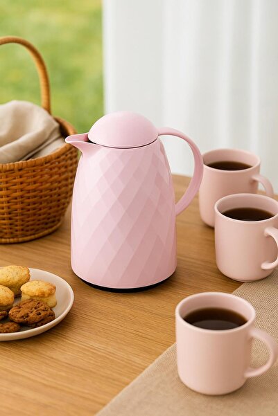 Depa 1 Lt Akrilik Soft Pembe Çay Termosu 12 Saat Sıcak 24 Saat Soğuk